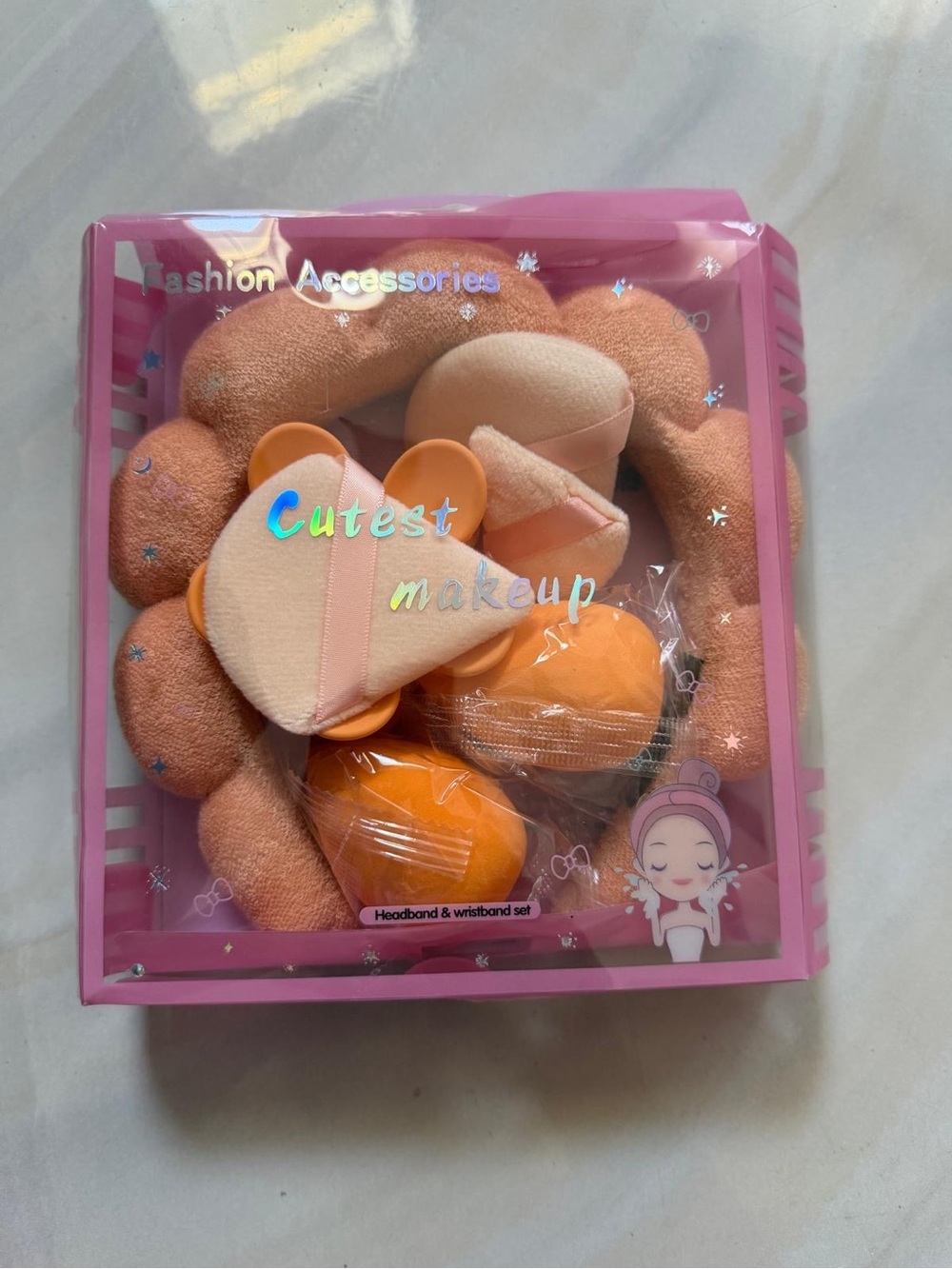 Women’s Face Sponge & Headband Set - Peach/Orange